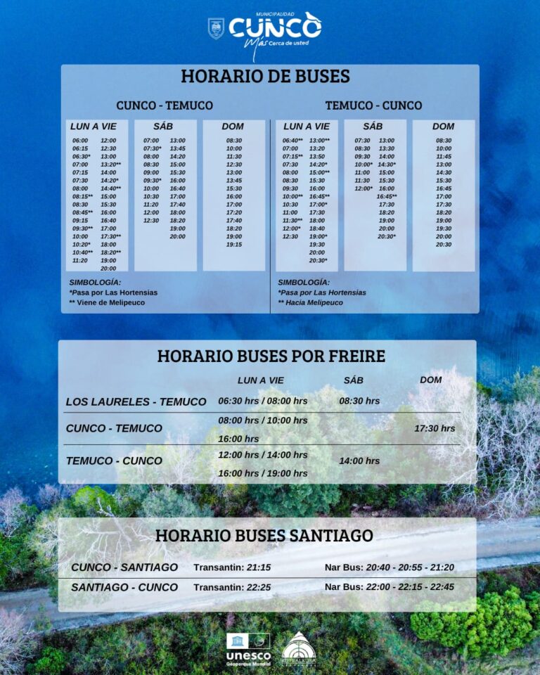 Horarios de Buses, Microbuses y Traslados en Cunco
